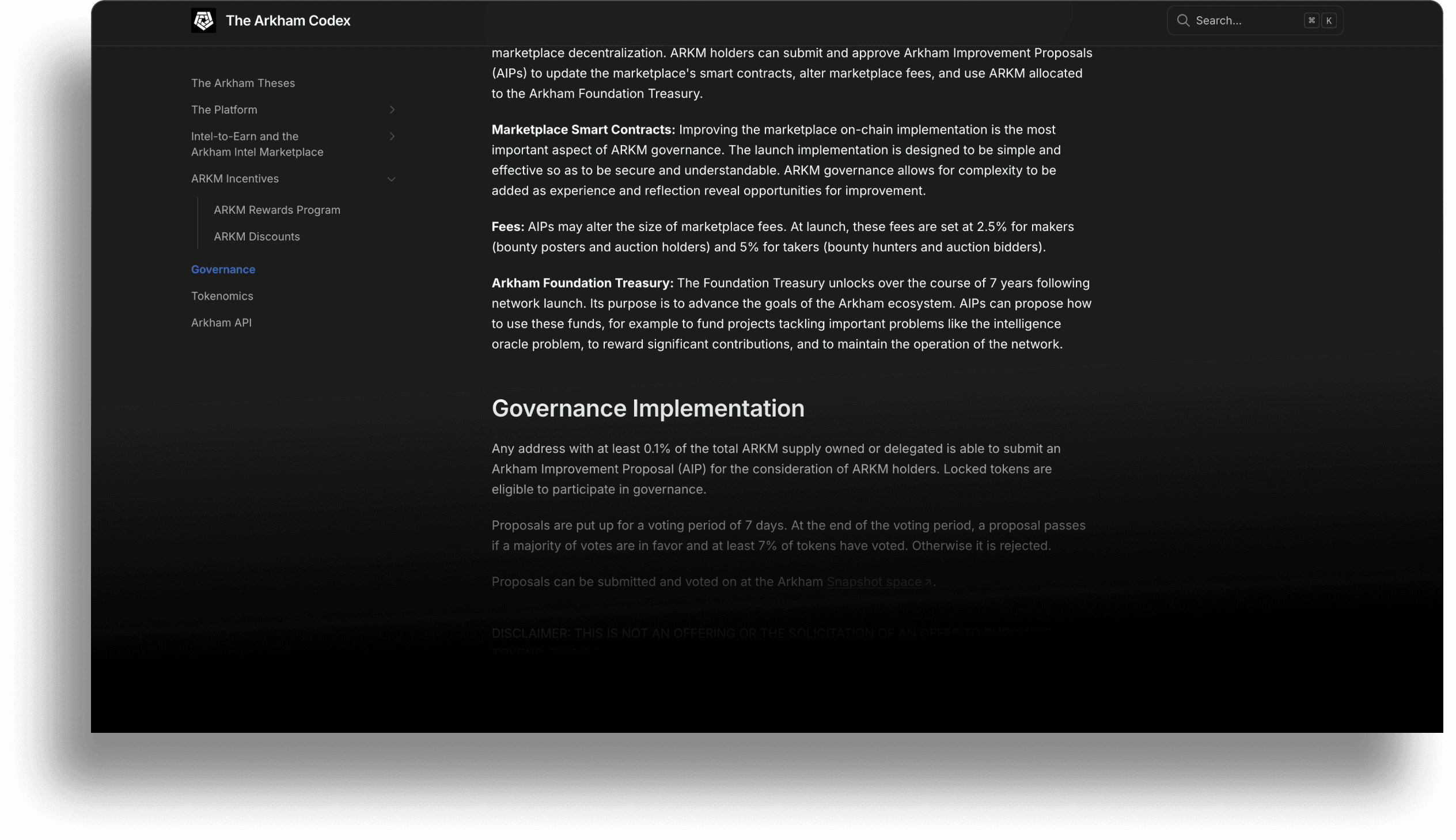 ARKM Governance